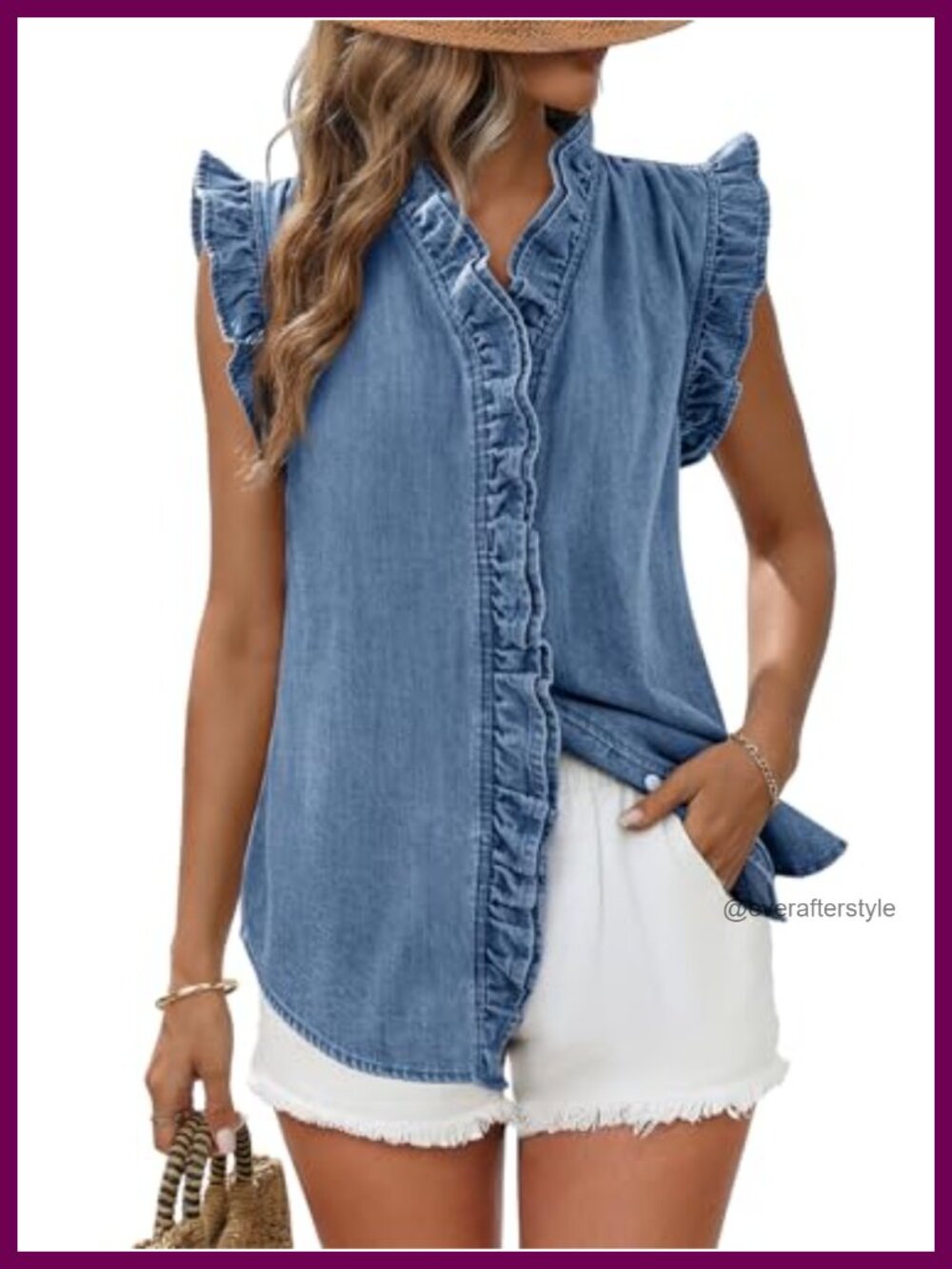 Dokotoo Denim Vest Sleeveless Button Up Peplum V Neck Jean Vest
